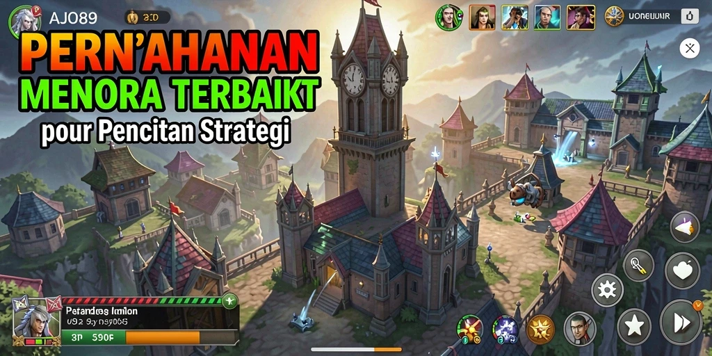 Tangkapan layar AJO89 menampilkan aksi menara dalam pertempuran Tower Defense.