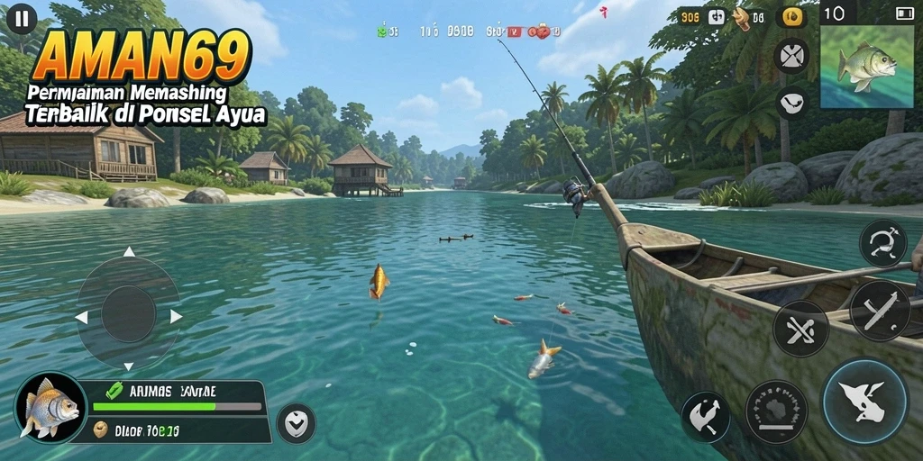 Tampilan gameplay menarik di <strong>AMAN69</strong> saat memancing.