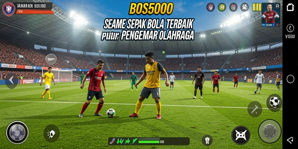 Tampilan menarik dari gameplay sepak bola yang realistis dan seru.