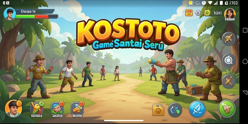 Tampilan gameplay KOSTOTO yang penuh warna dan menyenangkan.