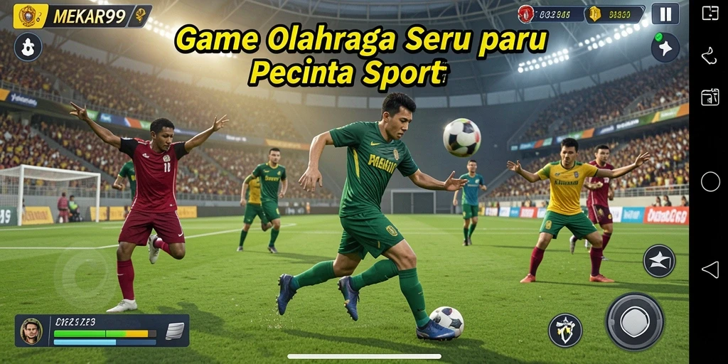 Screenshot gameplay MEKAR99 dengan aksi olahraga yang intens.