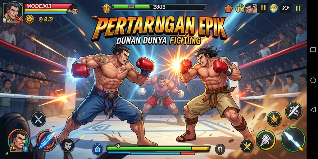 Tampilan seru dari gameplay pertarungan di MODE303.