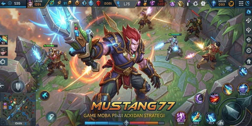 Gameplay seru di MUSTANG77 dengan pertarungan tim yang intens.