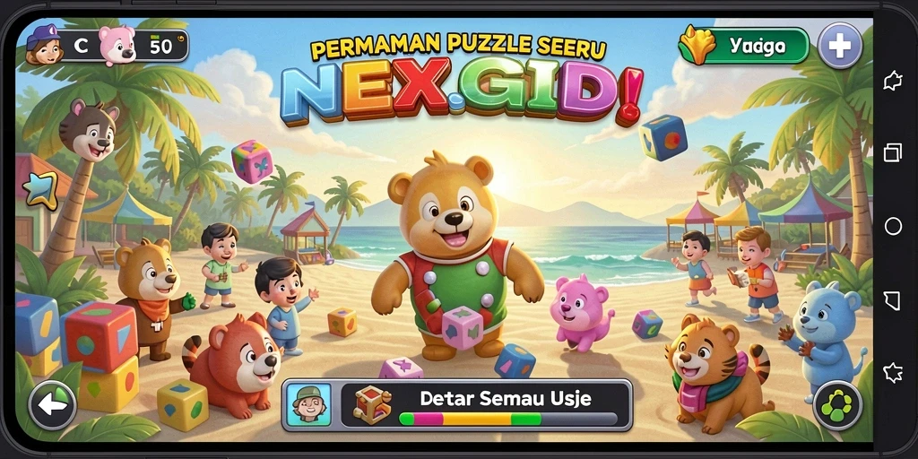 Tampilan gameplay NEXGID yang menantang dan menghibur.