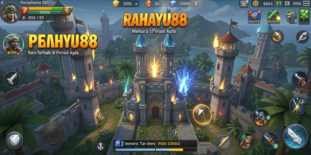 Screenshot dari gameplay RAHAYU88 menampilkan serangan menegangkan di pertahanan menara.