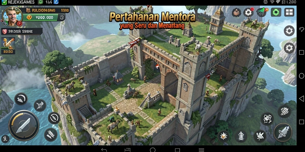 Screenshot gameplay seru dari REJEKIGAMES dalam pertahanan menara.