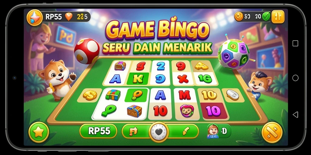 Tampilan gameplay seru dalam aplikasi Bingo RP55.
