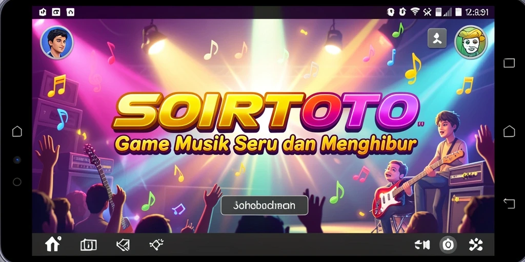 Tampilan gameplay SORTOTO dengan tantangan musik yang menarik.