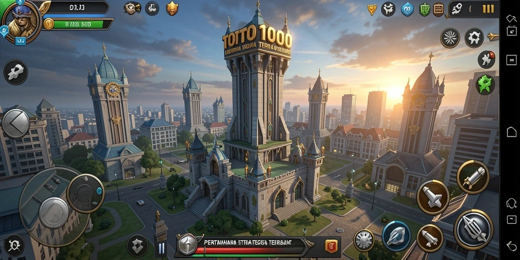Tampilan gameplay menegangkan di TOTO1000 saat menghadapi gelombang musuh.