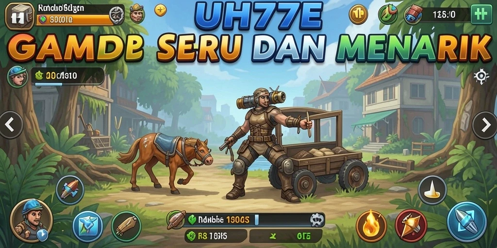 Screenshot UH77 menampilkan karakter aktif dalam gameplay Idle yang seru.