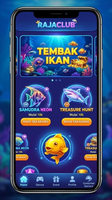 Tampilan utama aplikasi rajaclub yang informatif.